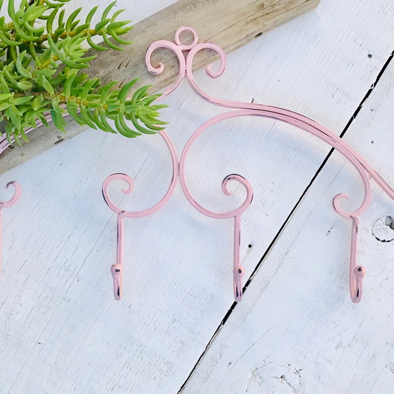 Metal Wall Hanger With 6Hooks Shabby Chic Wall Hook Bow Etsy