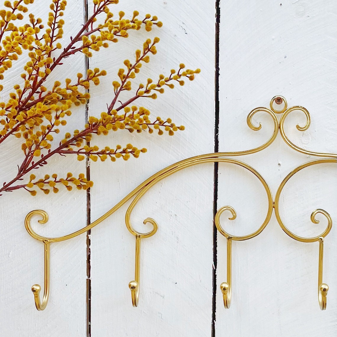 Metal Wall Hanger With 6Hooks Shabby Chic Wall Hook Bow Etsy