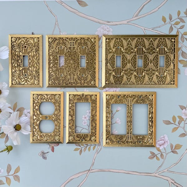 Ornate Filigree Metal Switch Plate Cover: Old Hollywood Style