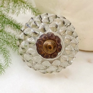 Glass Knob, Round Glass Knob, Clear Glass Knob, Faceted Round Glass Knob, Decorative Glass Knob, Cabinet Knob, Dresser Knob