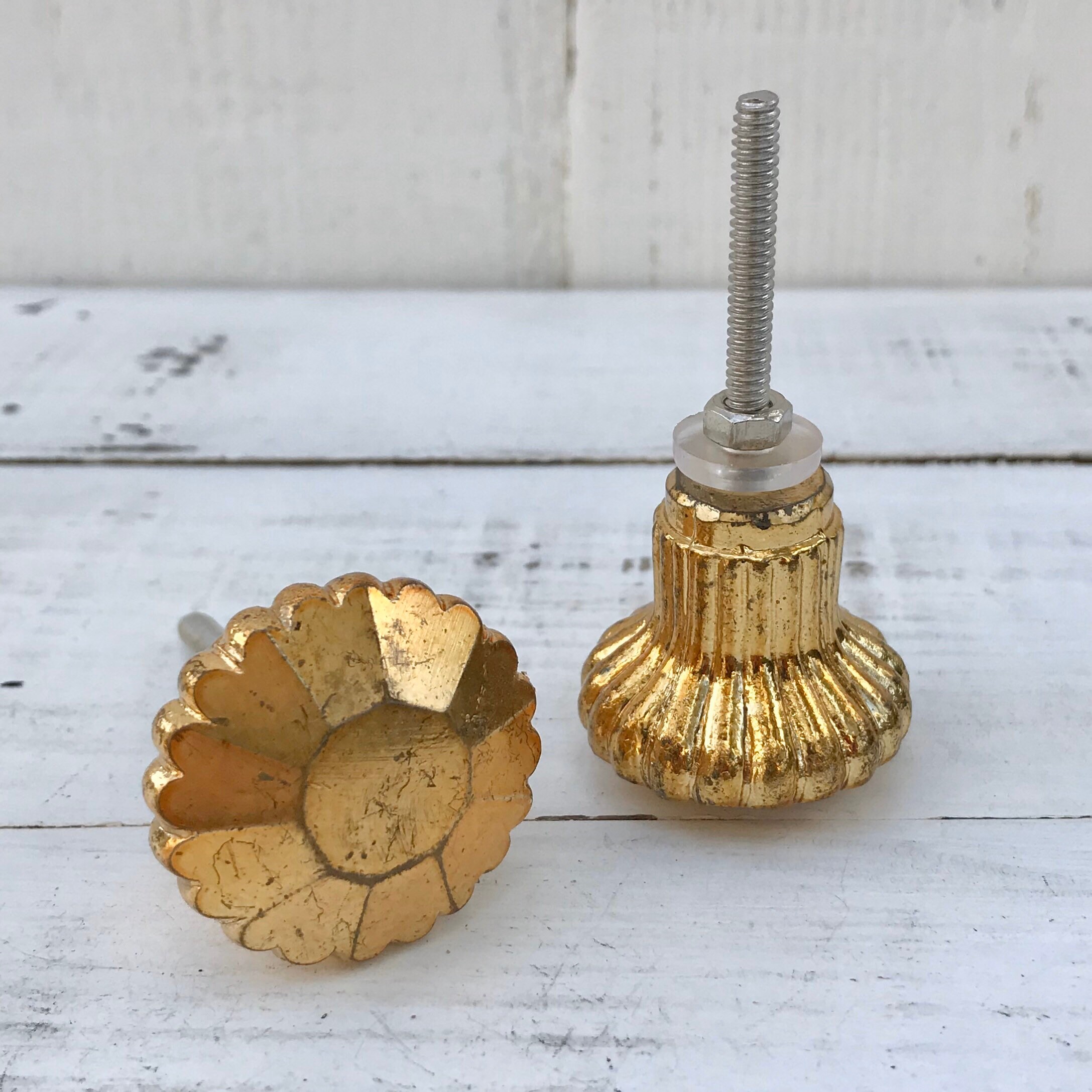 Gold Antique Style Knobs Gold Knobs Glass Knobs Dresser Etsy