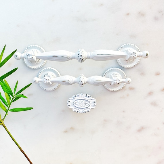 White Shabby Chic Drawer Pull Pull Shabby Chic Pull Etsy