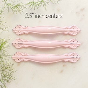 French Chic Pulls, Shabby Chic Pulls, Nursery Decor, Vintage Style Pulls, Nursery pulls, Dresser Pulls, 2 1/2” Centers, Pink Pulls