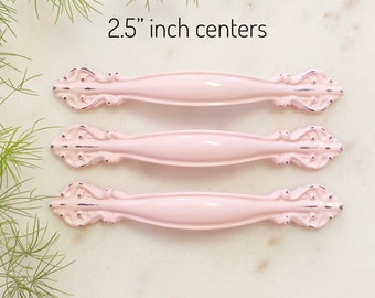 French Chic Pulls, Shabby Chic Pulls, Nursery Decor, Vintage Style Pulls, Nursery pulls, Dresser Pulls, 2 1/2” Centers, Pink Pulls