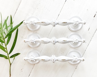 White Shabby Chic Drawer Pulls: French Country Cabinet Hardware