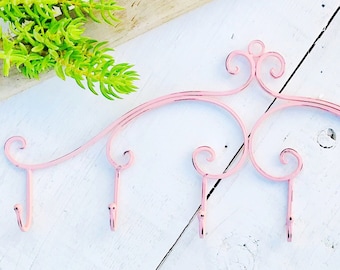 Shabby Chic Metal Wall Hook with 6 Hooks: Bow Organizer