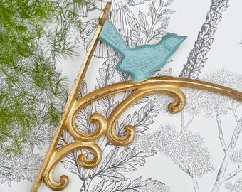 Cast Iron Bird Plant Hook: Distressed Wall Bracket, Garden Decor