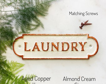 Laundry Sign, Cast Iron Sign, Cast Iron Laundry Sign, Laundry Door Plaque, Laundry Wall Plaque, Gift Laundry Home Decor, Laundry Room Sign