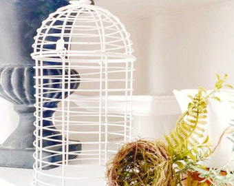 White Decorative Birdcage: Shabby Chic Table Centerpiece