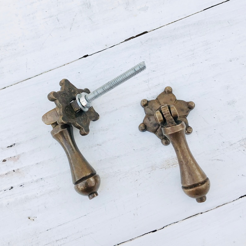 Brass Tear Drop Pulls Antique Brass Pull Brass Hardware Etsy