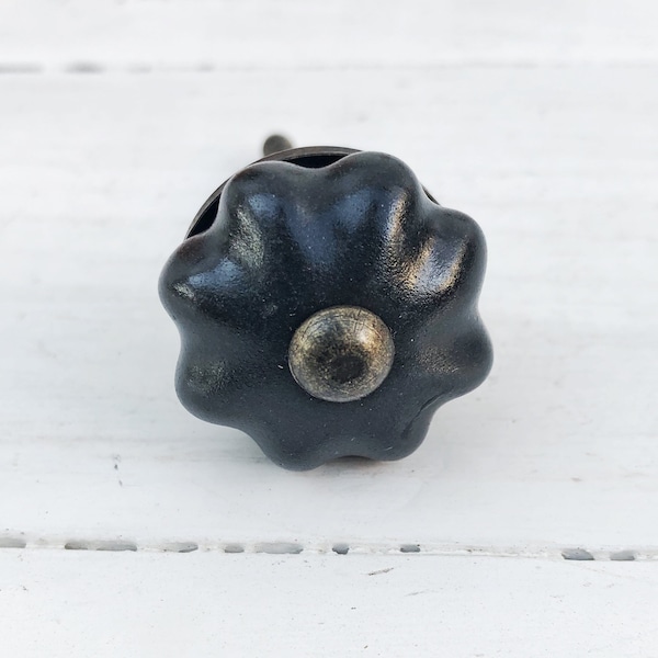 Black knob, Home Improvement Knob, Dresser Knob, Farmhouse Style Knob, Boho Knob, Black Ceramic Knob, Rustic Knob, Cabinet Knob