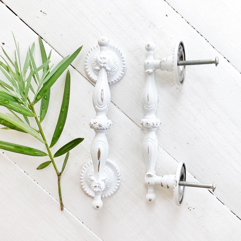 White Shabby Chic Drawer Pulls/ Shabby Chic Etsy
