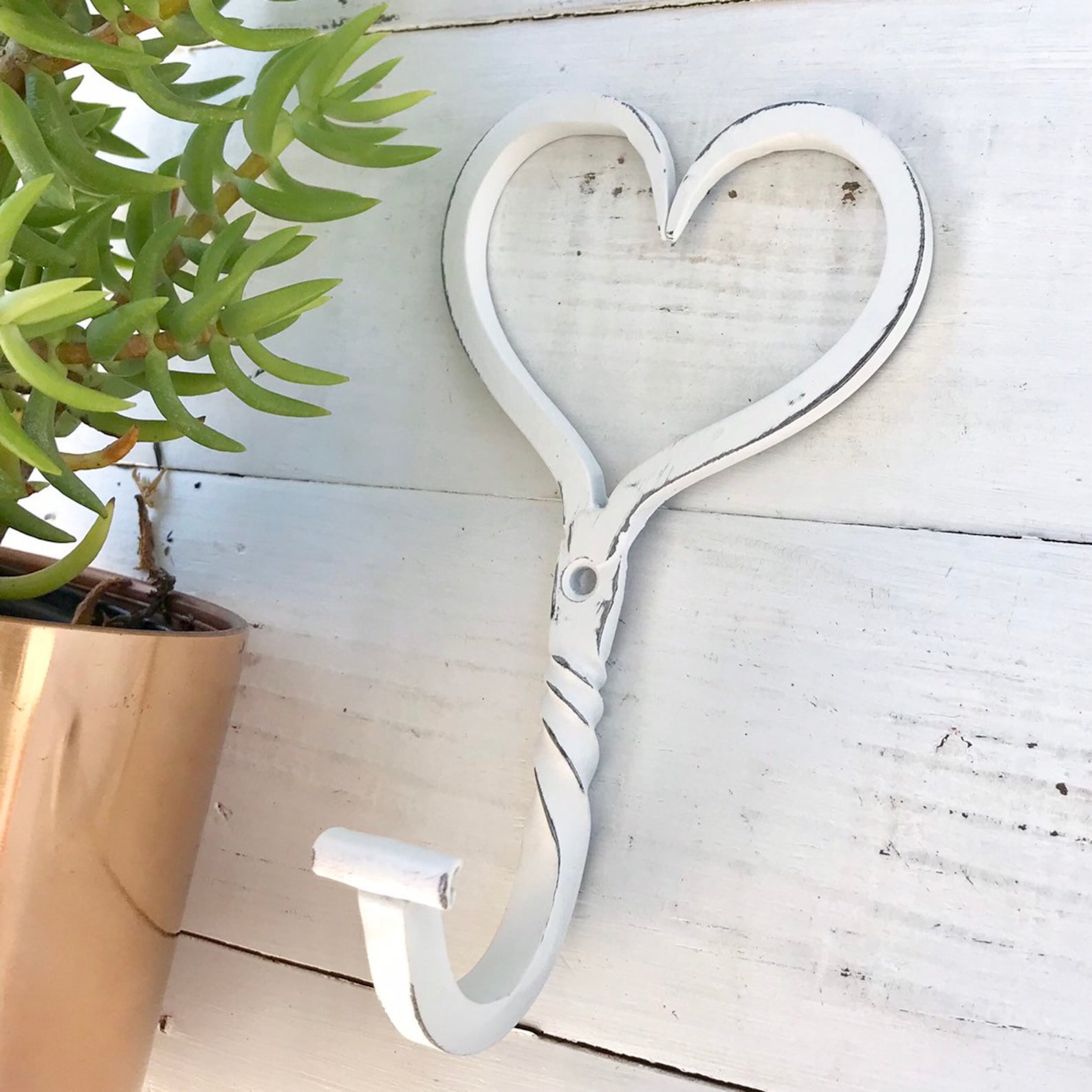 Metal Heart Hook/ Heart Hook/ Metal Wall Heart Hook/ White Etsy