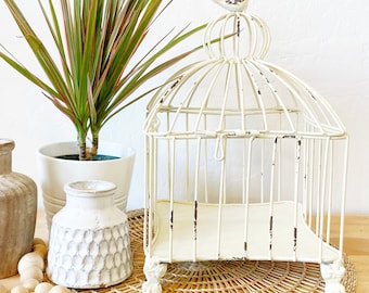 Decorative Bird Cage, French Shabby Decor, Metal Bird Cage, French Style Decor, Whimsical Birdcage, Wedding Decor, Table Top Decor