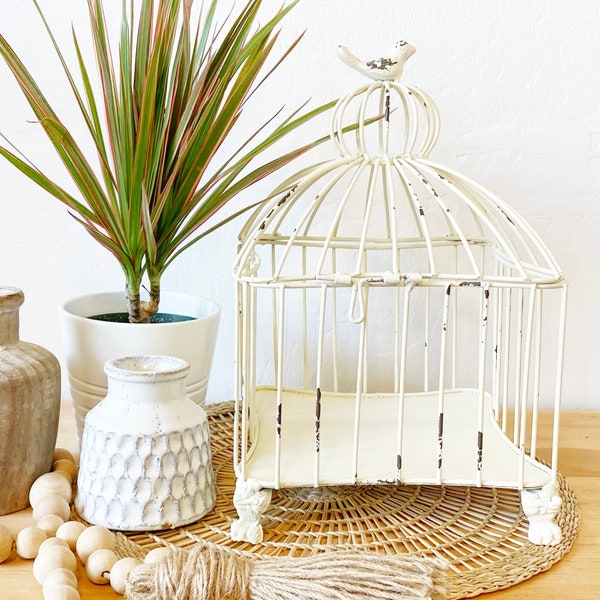 Decorative Bird Cage, French Shabby Decor, Metal Bird Cage, French Style Decor, Whimsical Birdcage, Wedding Decor, Table Top Decor