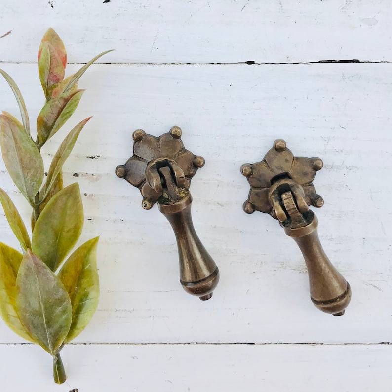 Brass Tear Drop Pulls Antique Brass Pull Brass Hardware Etsy