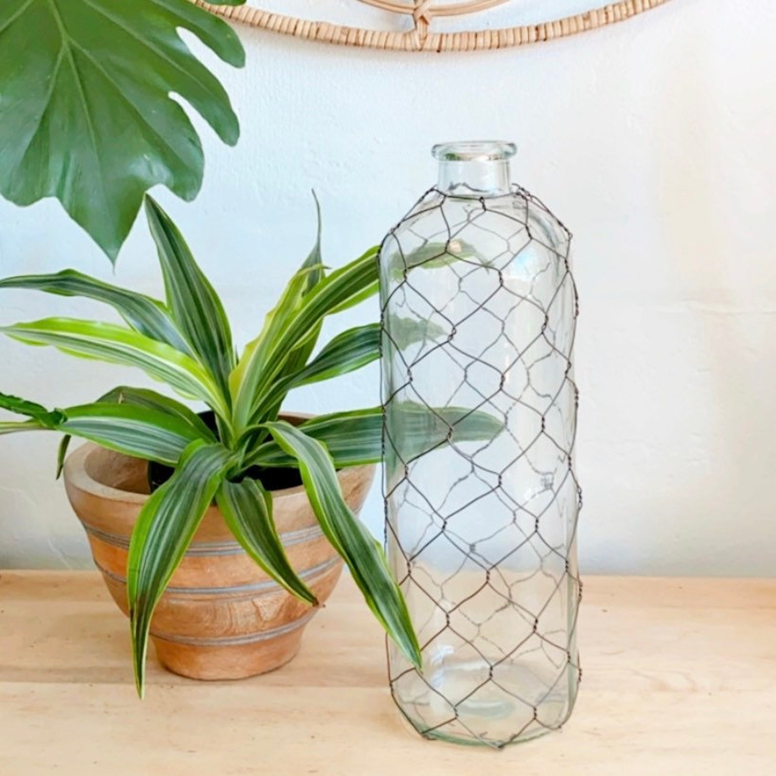 Chicken Wire Vase Chicken Wire Bottle Chicken Wire Decor Etsy