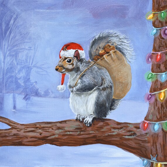 Scoiattolo di Babbo Natale Originale, acrilico, pittura, belle