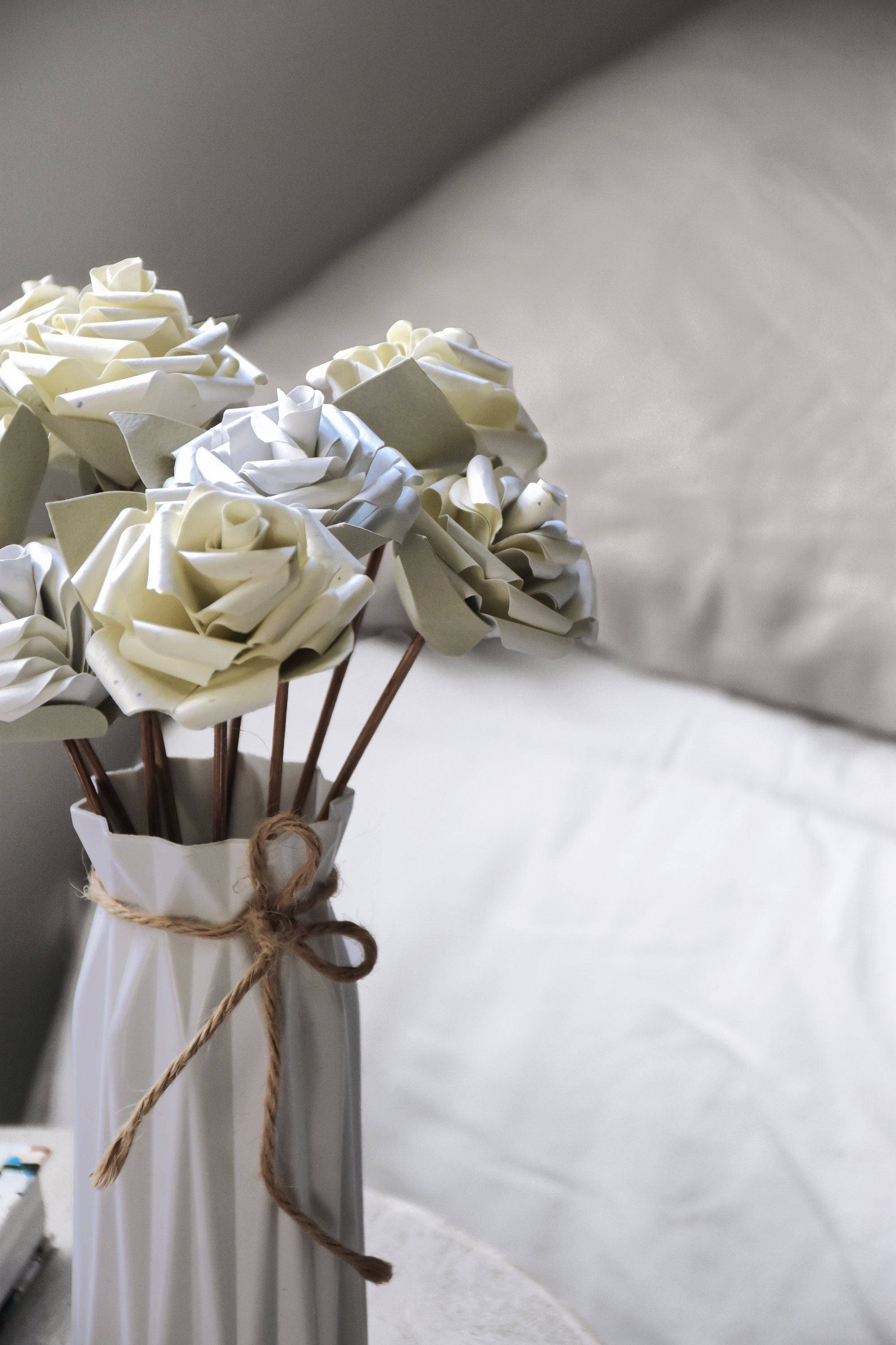 WHITE Paper Flowers ArrangementPaper RosesPaper Flower Etsy