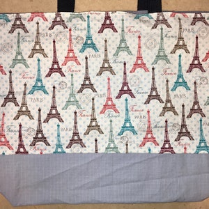 Eiffel Tower Paris France Custom Cloth Tote Reusable Canvas Bag, Messenger, Handbag, Book Bag