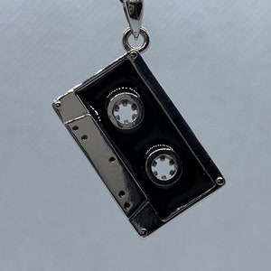 Colgante de casete Mixtape *10k/14k/18k blanco, amarillo, rosa, oro verde, oro plateado y plata * cinta de música audio estéreo collar encanto regalo regalo