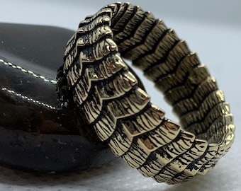 Komodo Dragon Scale Ring *10k/14k/18k White, Yellow, Rose, Green Gold, Gold Plated & Silver* Serpent Reptile Snake Animal Fantasy Thumb