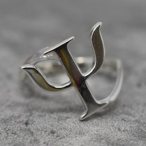 Psi Symbol Ring *10k/14k/18k blanco, amarillo, rosa, oro verde, oro chapado & plata * psicología alfabeto griego letras hombres mujeres pulgar regalo