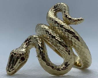 Cobra Snake Ring *10k/14k/18k White, Yellow, Rose, Green Gold, Gold Plated & Silver* Animal Reptile Viper Python Scale Biker Punk Goth Wrap