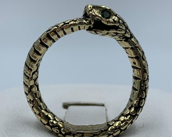 Garter Ouroboros Snake Ring *10k/14k/18k White, Yellow, Rose, Green Gold, Gold Plated & Silver* Animal Scale Reptile Biker Gothic Punk Thumb