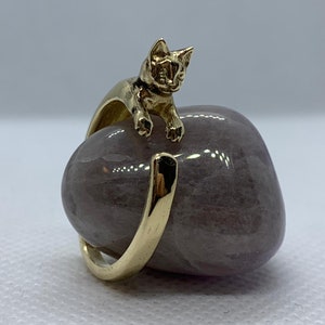 Fifi Cat Ring *10k/14k/18k White, Yellow, Rose, Green Gold, Gold Plated & Silver* Animal Kitten Pet Family Friendship Women Girl Vet Gift