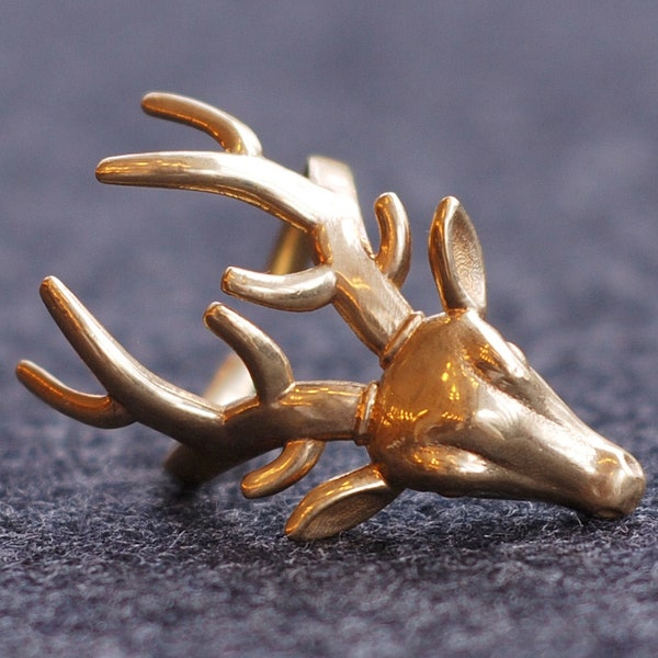 Rot Hirsch Ring * 10k/14k/18k weiß, gelb, Rose, grün Gold, vergoldet & Silber * Tier Hirsch Buck Hunter Geweih Männer Frau Frau Daumen Geschenk