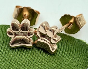 Daisy Paw Earrings *10k/14k/18k White, Yellow, Rose, Green Gold, Gold Plated & Silver* Animal Dog Cat Puppy Kitten Pet Family Friend Gift