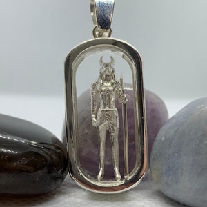 Anubis Egyptian Deity Pendant *10k/14k/18k White, Yellow, Rose Green Gold, Gold Plated & Silver* Hieroglyphic God Charm Necklace Egypt Gift