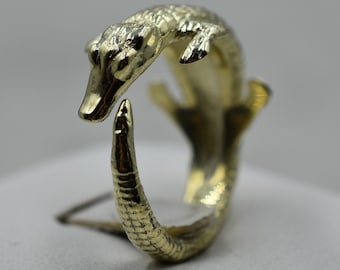 Cassius Crocodile Ring *10k/14k/18k White, Yellow, Rose Green Gold, Gold Plated & Silver* Alligator Animal Biker Punk Gothic Men Women Gift