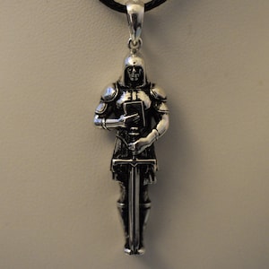Galahad Knight Pendant *10k/14k/18k White, Yellow, Rose, Green Gold, Gold Plated & Silver* Solider Warrior Templar Sword Charm Necklace