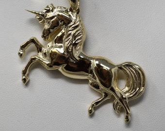 Custom Order- 70% Payment  - Moonbeam Unicorn Pendant *14k Yellow Gold* Fantasy Mythical Horse Magic Charm Necklace