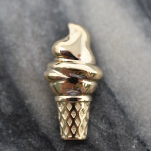 Wirbel Eis Anhänger * 10k/14k/18k weiß, gelb, Rose, grün Gold, vergoldet & Silber * Essen Dessert Gelato Kegel Charm Geschenk