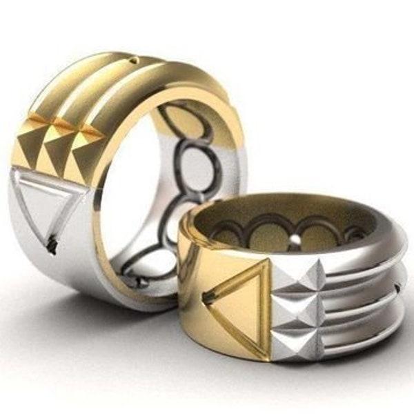 Atlantean Bar RIng *10k/14k/18k White, Yellow, Rose Green Gold, Gold Plated & Silver* Atlantis Healing Energy Health Symbol Men Women Thumb