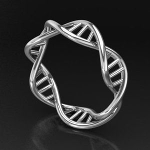 DNA Ring *10k/14/18k Wit, Geel, Roos, Groen Goud, Verguld & Zilver* Science Scientist Doctor Molecule Genetic Men Women Thumb Gift