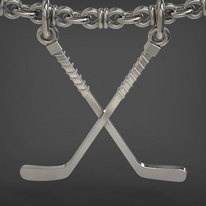 Gefrorene Teich Hockey Anhänger * 10k/14k/18k weiß, gelb, Rose, grün Gold, vergoldet & Silber * Stick Puck Sport NHL Goalie Charm Halskette