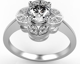Victoria Engagement Ring *0.58 Carat Moissanite With 10k/14k/18k White, Yellow, Rose, Green Gold, Gold Plated & Silver* Wedding Ring Women