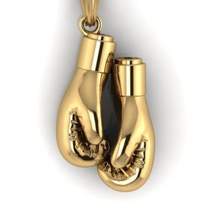 KO ボクシンググローブペンダント *10k/14k/18k ホワイト、イエロー、ローズ、グリーンゴールド、ゴールドメッキ&シルバー* ジムトレーナー UFC ファイタースポーツチャームネックレス