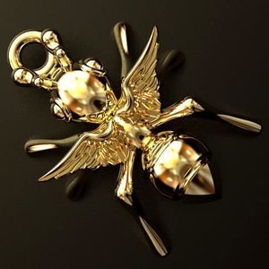 Colgante de hormiga angular *10k/ 14k / 18k blanco, amarillo, rosa, oro verde, chapado en oro & plata * animal insecto insecto ala fantasma encanto collar de regalo