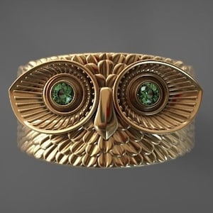 Wise Owl Ring *10k/14k/18k White, Yellow, Rose, Green Gold, Gold Plated & Silver* Bird Animal Wing Pet Vet Women Woman Girl Thumb Pinky