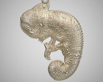 Rango Chameleon Pendant *10k/14k/18k White, Yellow, Rose, Green Gold, Gold Plated & Silver* Animal Reptile Lizard Pet Charm Necklace Gift