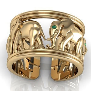 Shep Elefant Ring * 10k/14k/18k weiß, gelb, Rose, grün Gold, vergoldet & Silber * Tier Afrika Haustier Tier Tier Zoo Männer Frauen Daumen rosa Geschenk