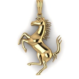 Yeehaw Horse Pendant *10k/14k/18k White, Yellow, Rose, Green Gold, Gold Plated & Silver* Animal Farm Race Pet Charm Necklace Cowboy Gift