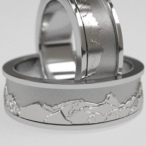 Mountain Range Ring *10k/14k/18k White, Yellow, Rose, Green Gold, Gold Plated & Silver* Nature Hill Ski Snowboard Women Men Thumb Gift Band