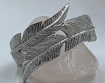 Sale - 40% Off- Bent Feather Ring *Sterling Silver* Bird Wing Animal Wrap Twist Love Women Men Thumb Pinky - Size 10.5