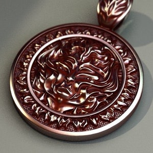 Fire Elemental Pendant *10k/14k/18k White, Yellow, Rose, Green Gold, Gold Plated & Silver* Flame God Face Mythical Nature Charm Necklace
